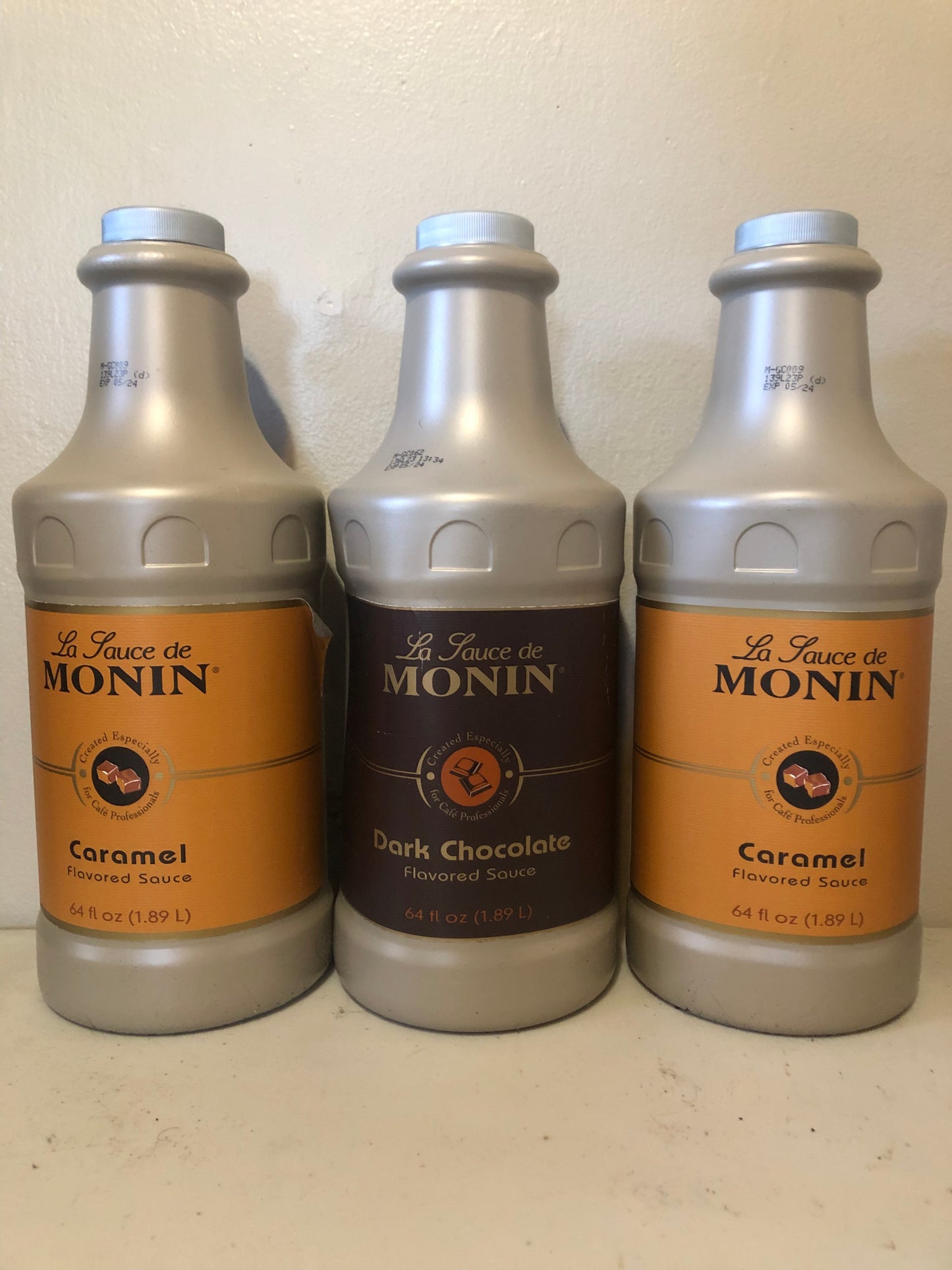Monin Sauce - 64 OZ Bottle Carmel or Dark Chocolate